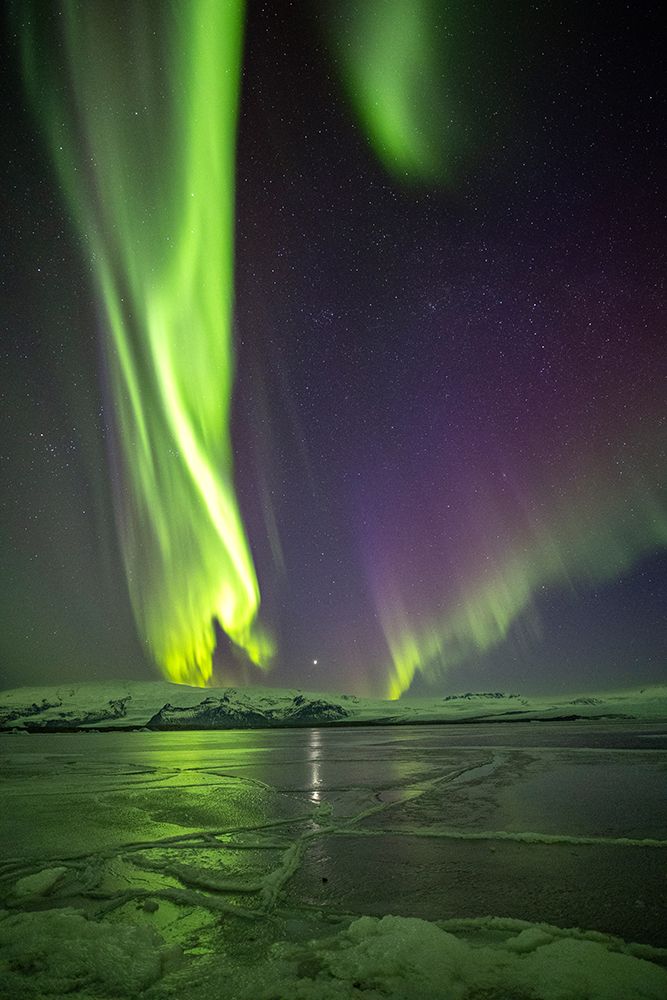 Iceland, Jokulsarlon Glacier Lagoon, Aurora Borealis